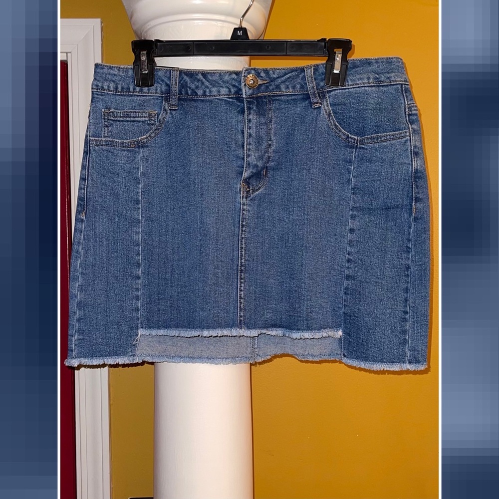 High Low Denim Mini Skirt
